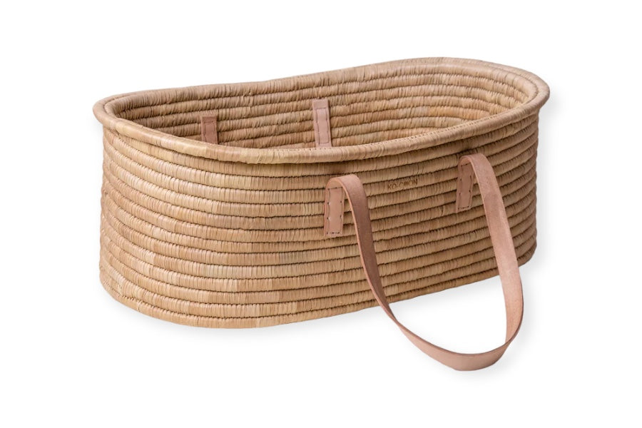 Moses Basket TIMELESS - Nude Leather handles (ETA 2 weeks)