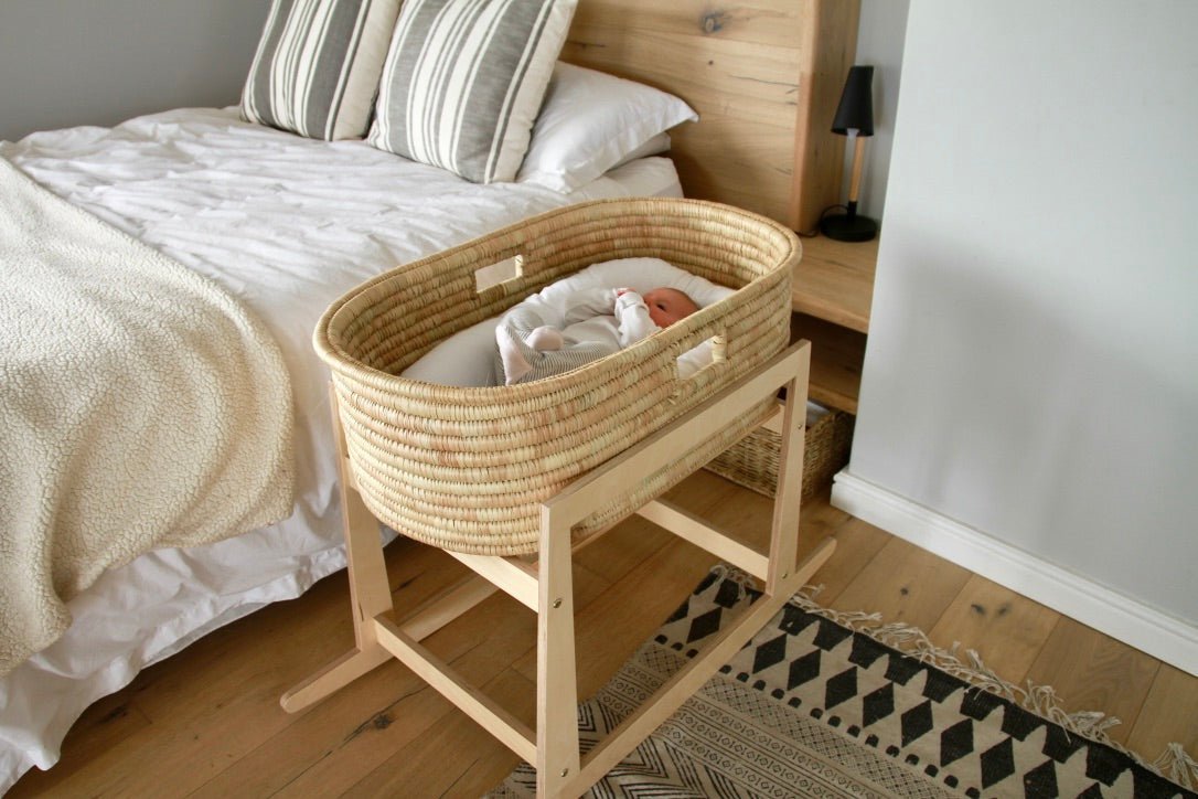 Moses basket & Rocker SET NATURAL THE ORIGINAL - with keyhole handles (ETA 2 weeks)