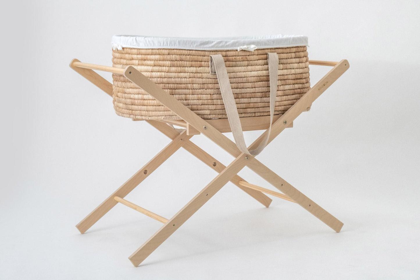 Moses Basket & Rocker SET NATURAL - with Sand hemp handles (basket + rocker + merino mattress + fitted liner + slipcover) (ETA 2 weeks)