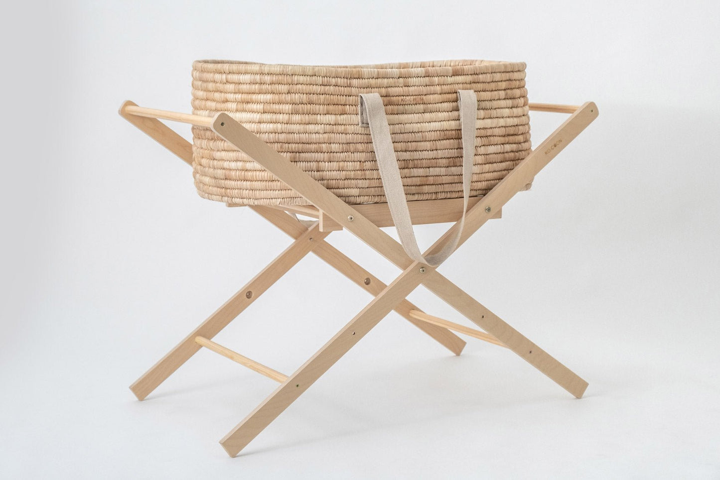 Moses Basket & Rocker SET NATURAL - with Sand hemp handles (basket + rocker + merino mattress + fitted liner + slipcover) (ETA 2 weeks)