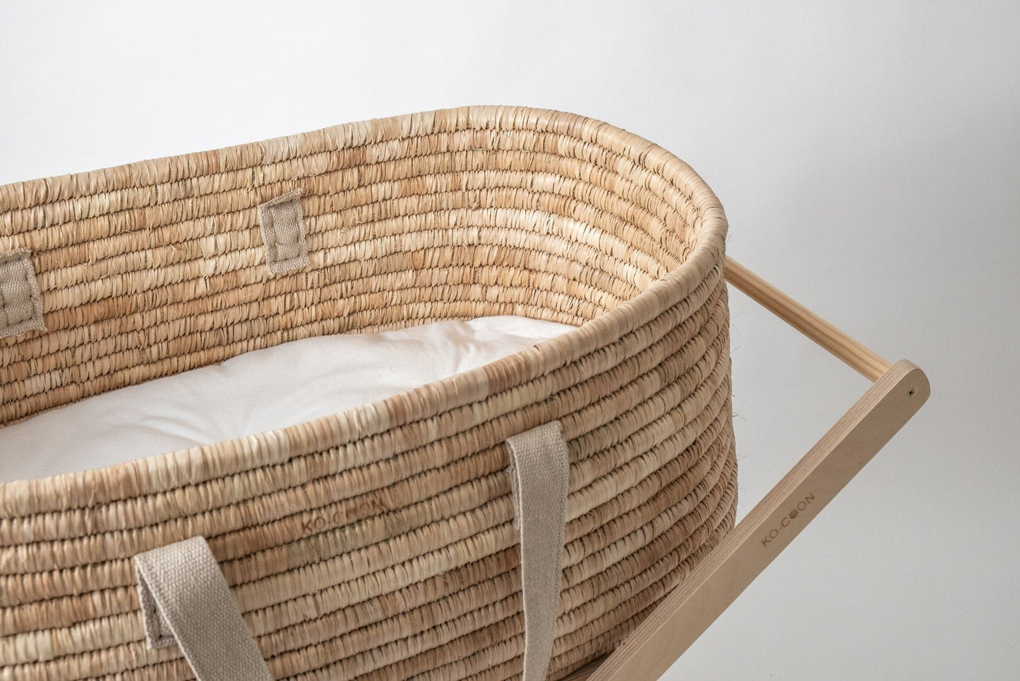 Moses Basket & Rocker SET NATURAL - with Sand hemp handles (basket + rocker + merino mattress + fitted liner + slipcover) (ETA 2 weeks)