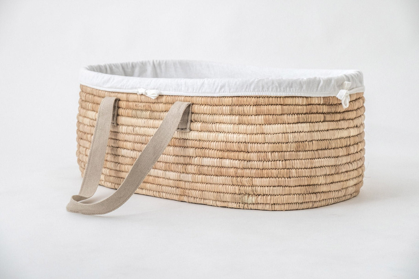 Moses Basket & Rocker SET NATURAL - with Sand hemp handles (basket + rocker + merino mattress + fitted liner + slipcover) (ETA 2 weeks)