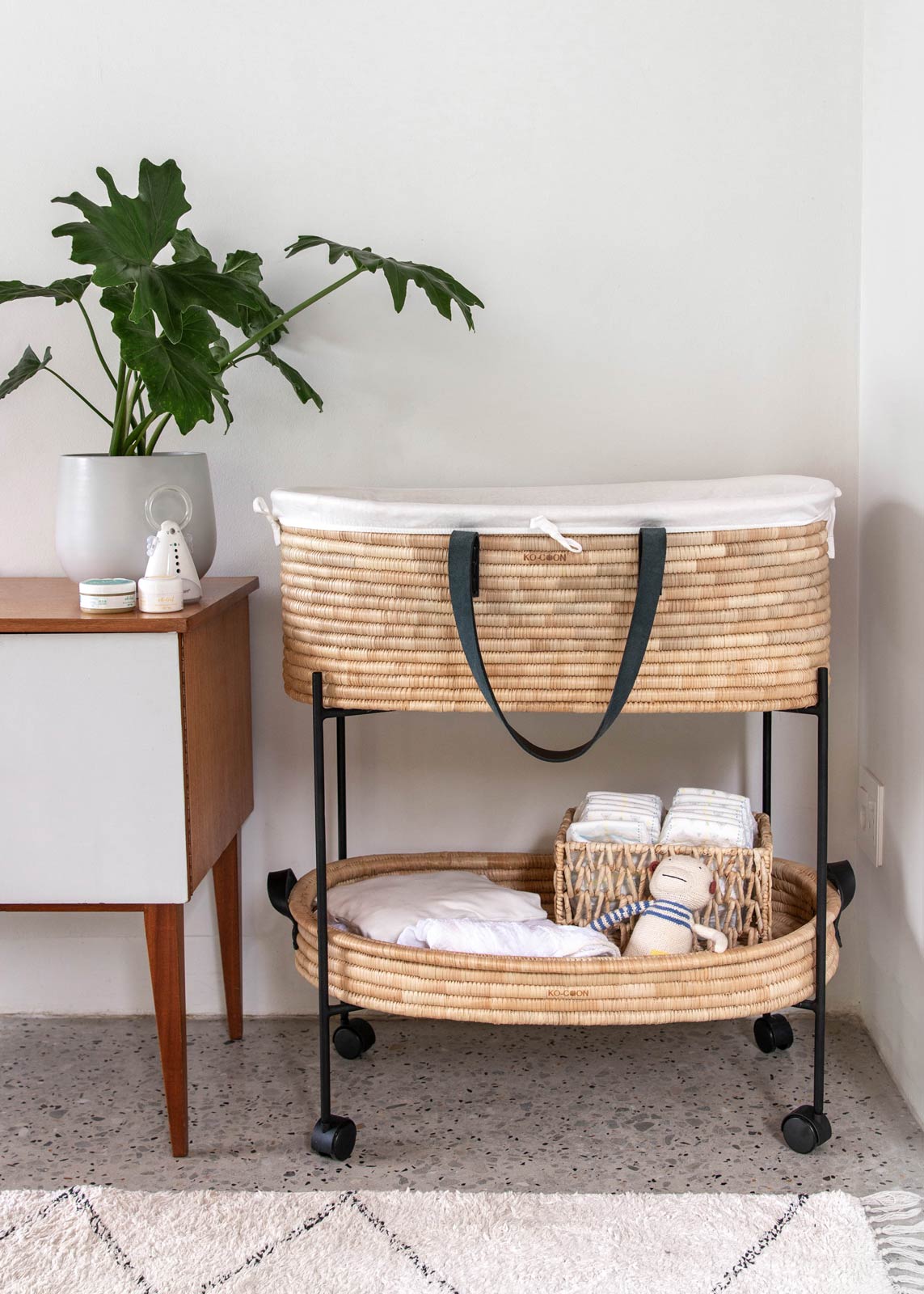 Moses Basket TIMELESS - with Black Leather handles (ETA 2 weeks)