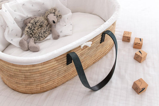 Moses Basket TIMELESS - with Black Leather handles (ETA 2 weeks)