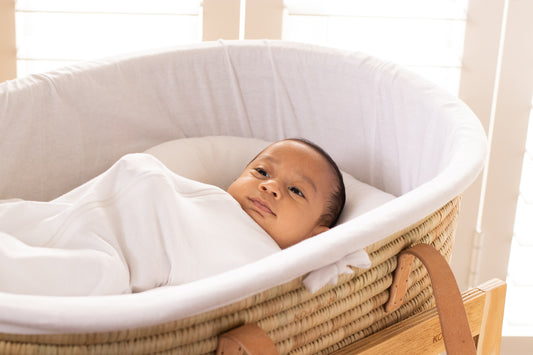 Moses Basket TIMELESS - Nude Leather handles (ETA 2 weeks)