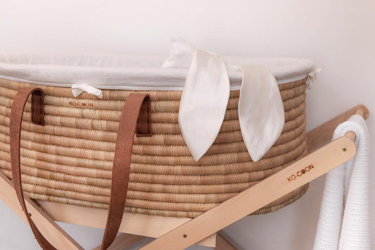 Moses Basket TIMELESS - with Rust Leather handles (ETA 2 weeks)