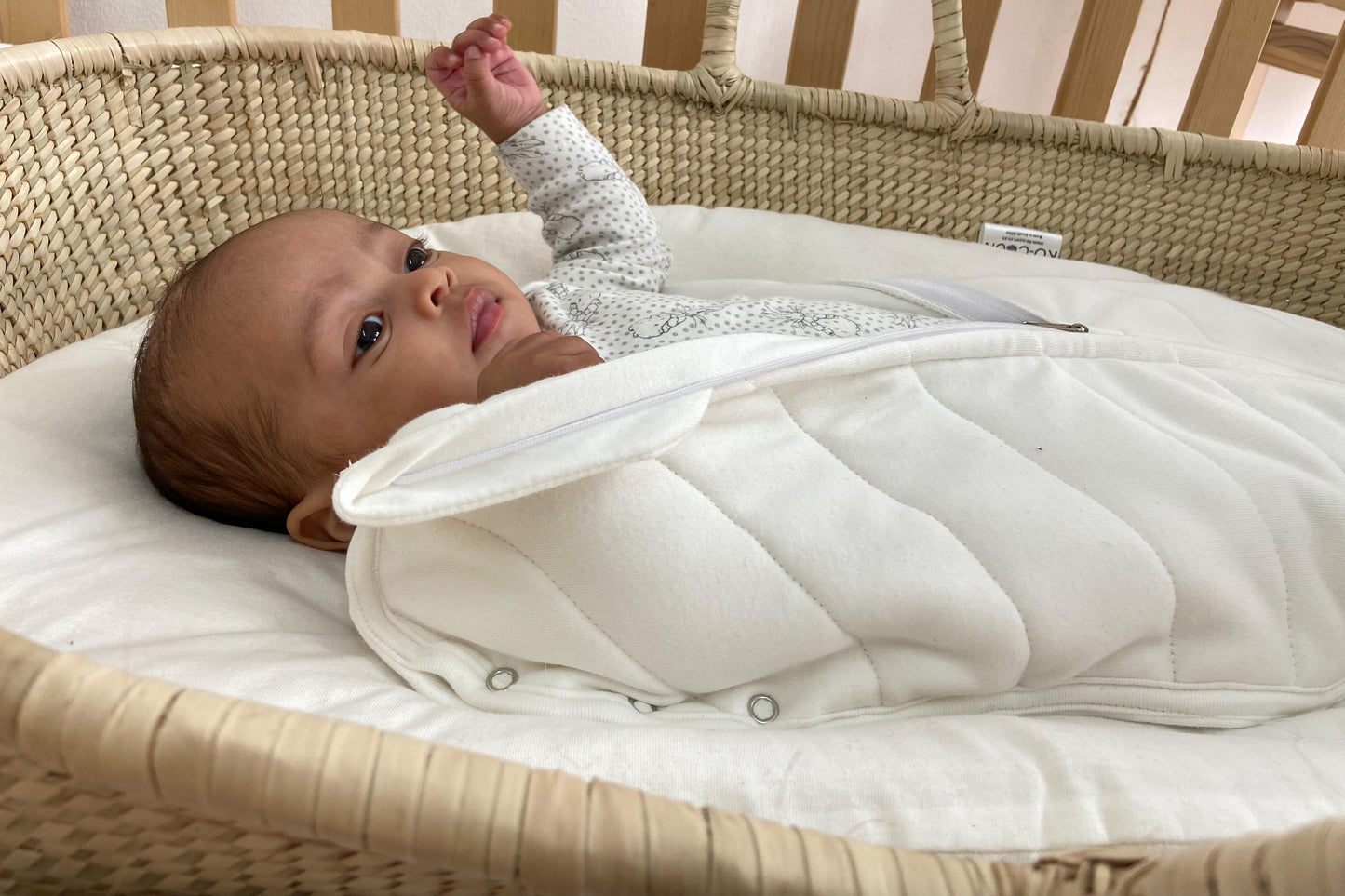 Quilted Merino Wool zipped swaddle with arms in or out (Newborn sleeping bag)(premie - 3/6m)